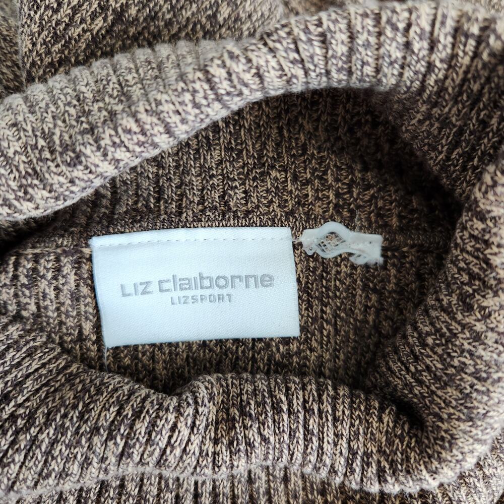 Vintage Liz Claiborne Brown Knit Long Sleeve Turtle Neck Shirt L - Picture 9 of 10
